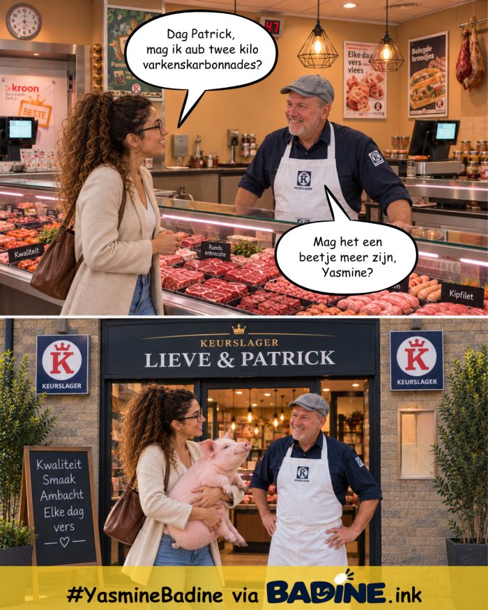 Al weet ik dat het anders is. Bij Keurslager Lieve & Patrick is de klant nog écht koning. Twee sneetjes betekent er ook echt twee sneetjes. Die worden vers voor jou gesneden en zo wordt de beste service gegeven en voedselverspilling tegen gegaan.